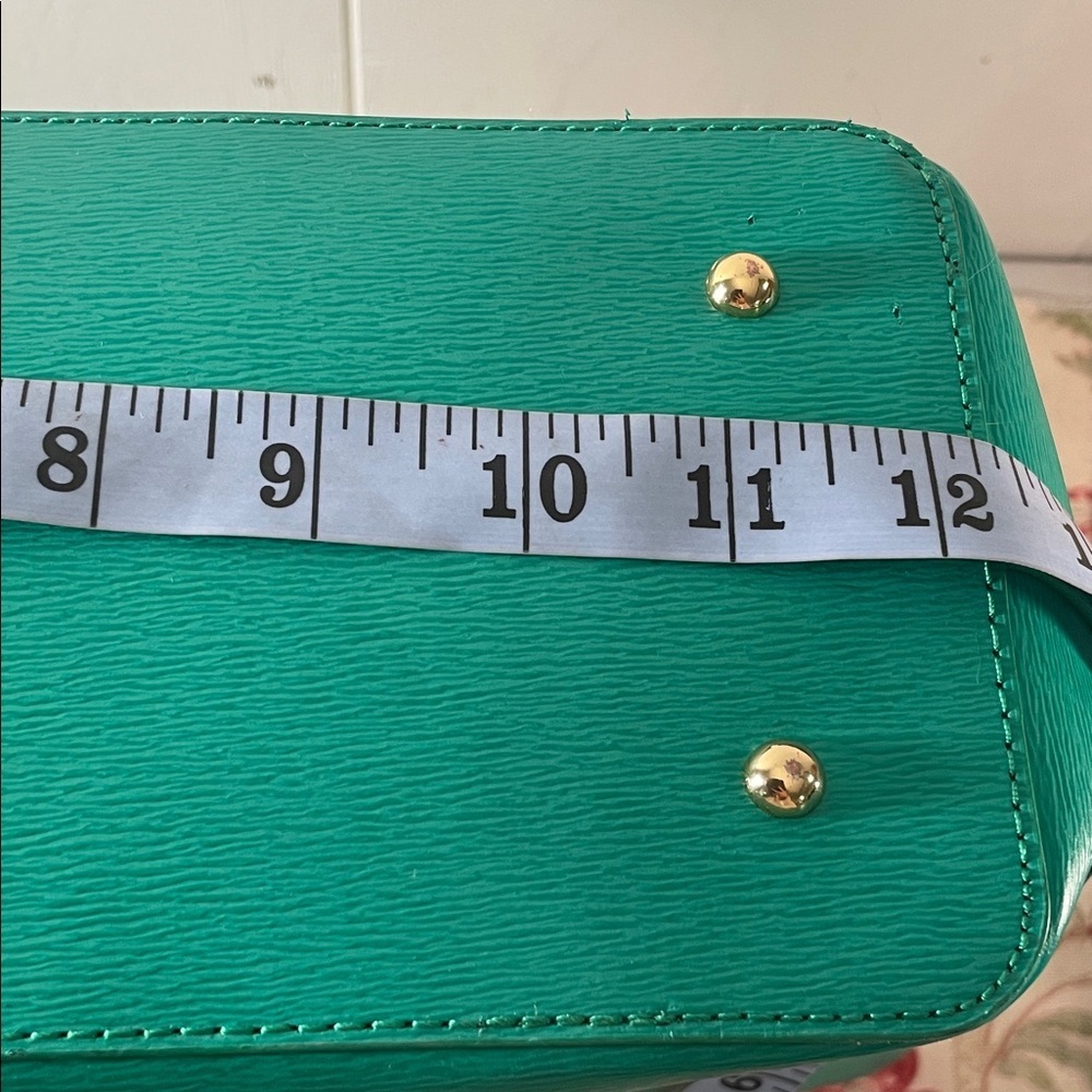 Lauren Ralph Lauren Newbury Emerald Green Embossed Logo Footed Tote Bag - Picture 7 of 14
